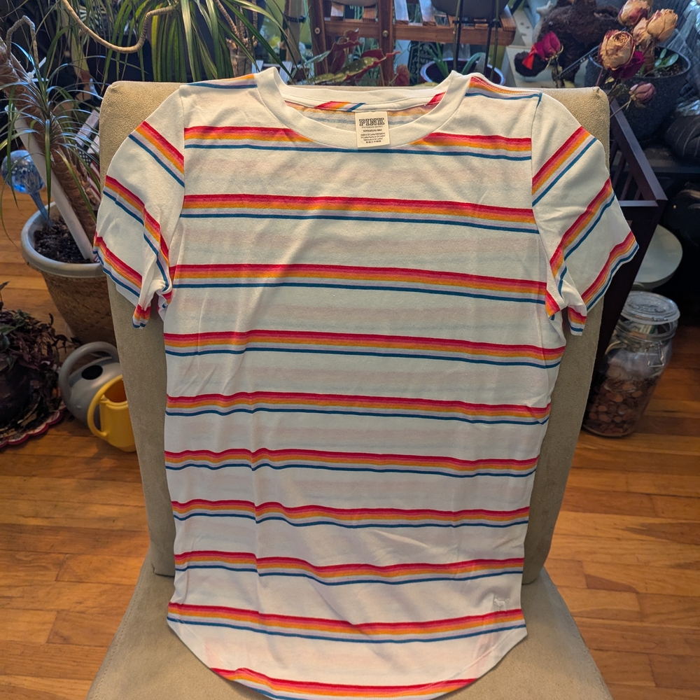 PINK Victoria's Secret Multicolor Striped Tee